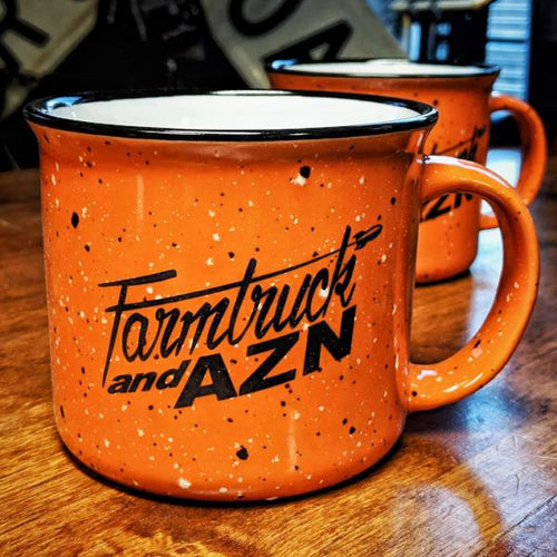 Orange Farmtruck Camping coffee mug cup