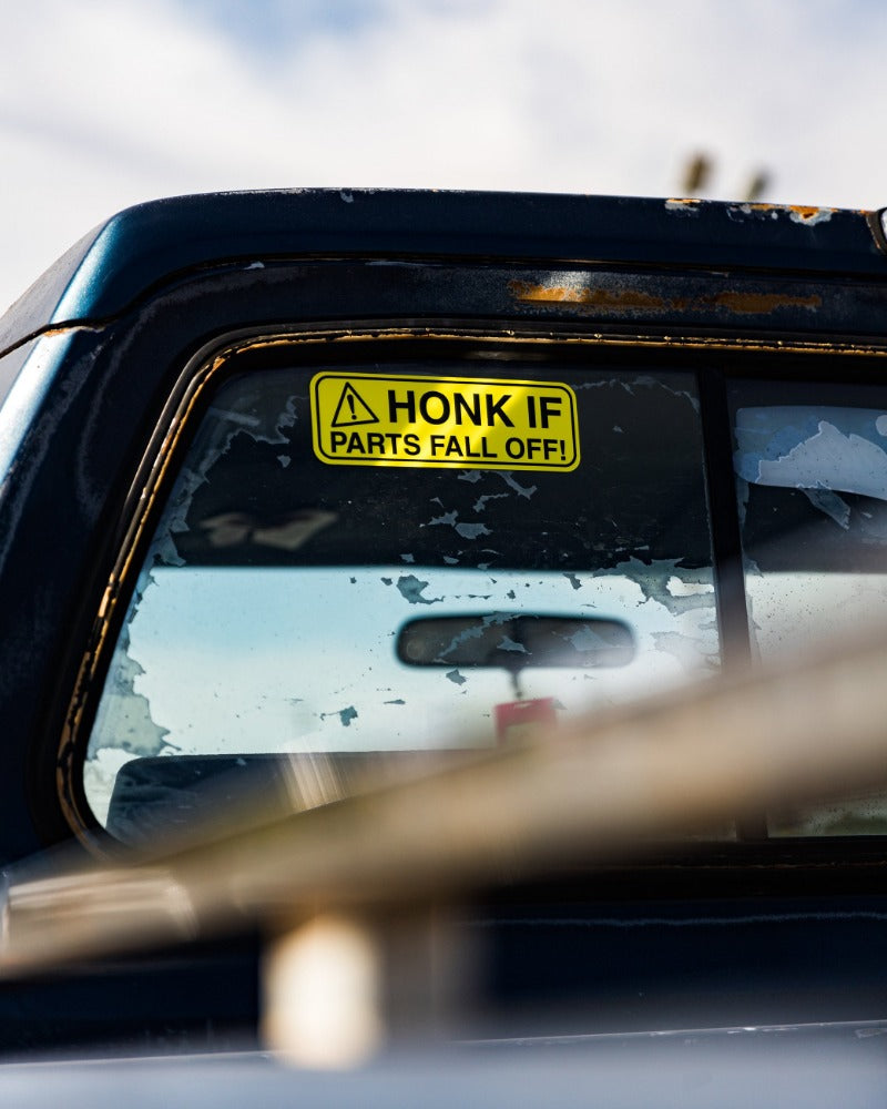 "Honk If Parts Fall Off" Funny JDM License Plate Frame – BLVD Black Tag Holder