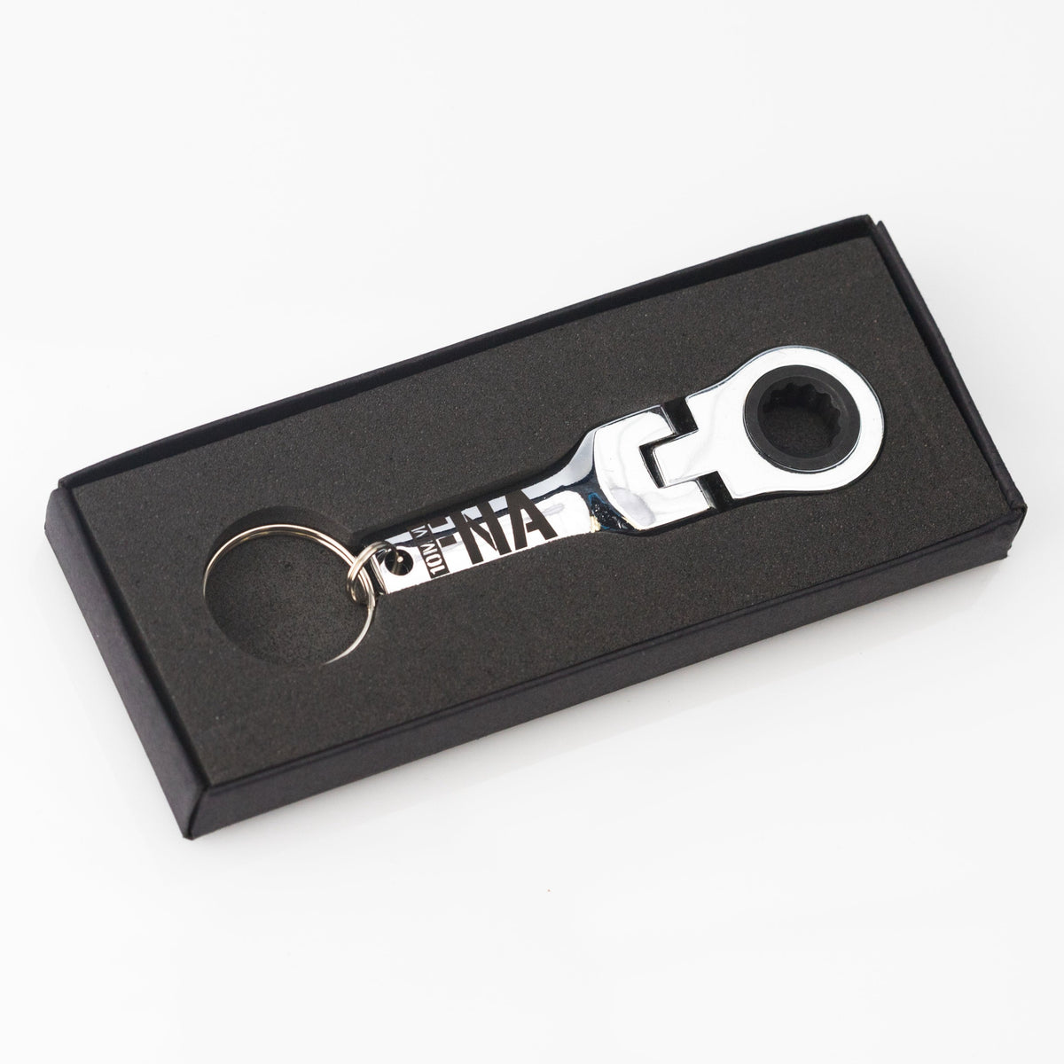 10mm Polished Steel FlexHead Ratchet Wrench Key Chain Functional Ra