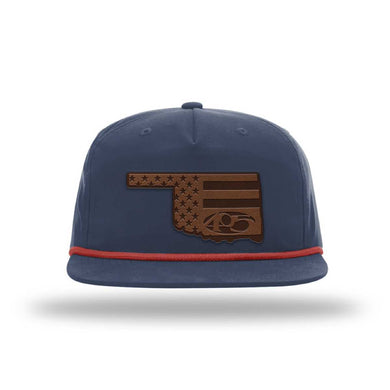 We are 405! OKC Navy Leather Patch Snap-Back Cap