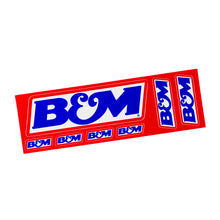 B&M logo with red border on a white background