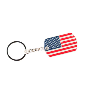 US Flag Dog Tag Metal Keychain