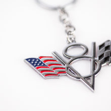 V8 Metal Flag Keychain