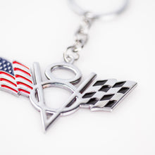 V8 Metal Flag Keychain