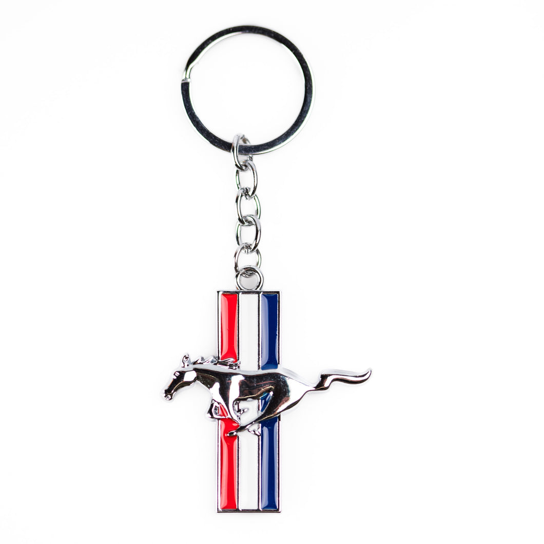 Mustang Emblem with Strips - Keychain