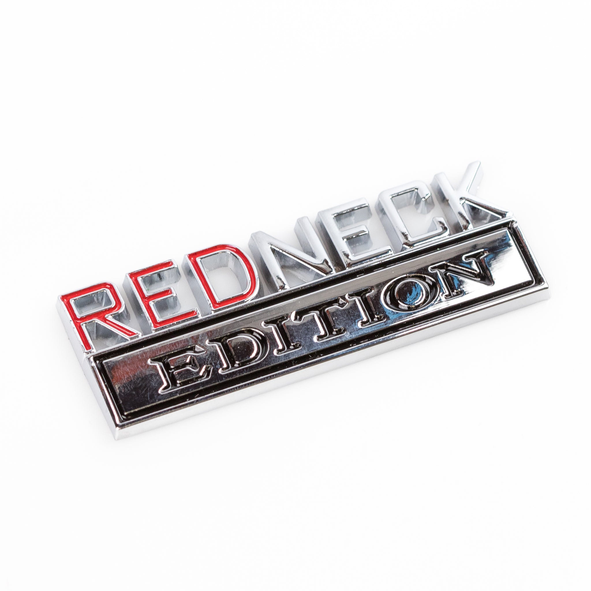 2-Piece Redneck Edition Chrome Emblem Badges – Fits Chevy, Toyota, Ford Trucks & Cars