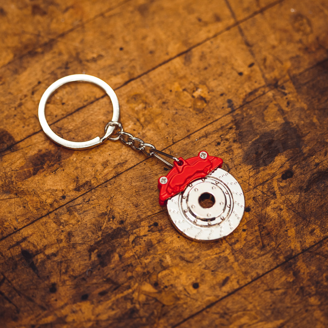 Metal Brake Caliper and Rotor Keychain