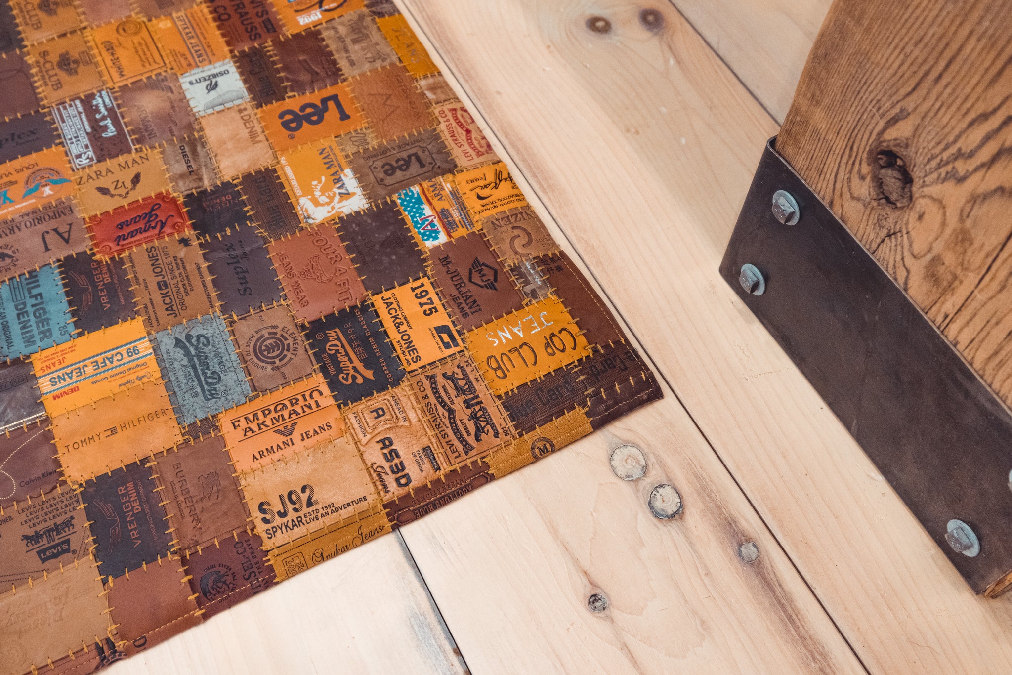 Jean Tag Rug Leather Repurposed Jean Tag Floor Rugs - Designed by F&A – The Official ...