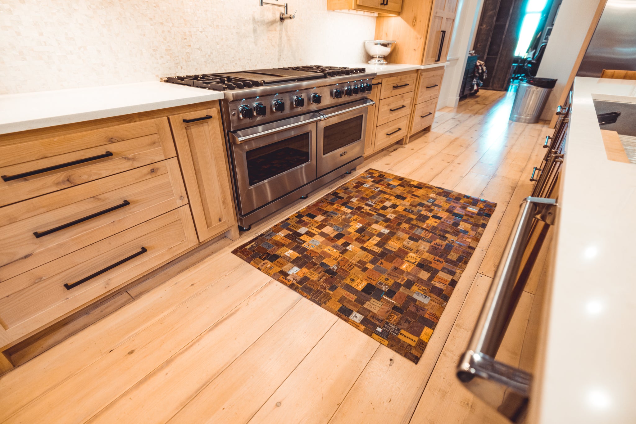 Jean Tag Rug Leather Repurposed Jean Tag Floor Rugs - Designed by F&A – The Official ...