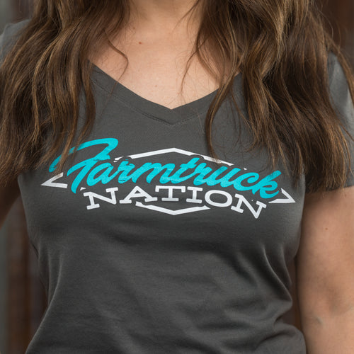 Farmtruck Nation Women's V-Neck - Teal