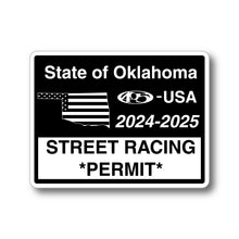 Oklahoma Street Racing Permit - Sticker
