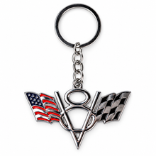 V8 Metal Flag Keychain