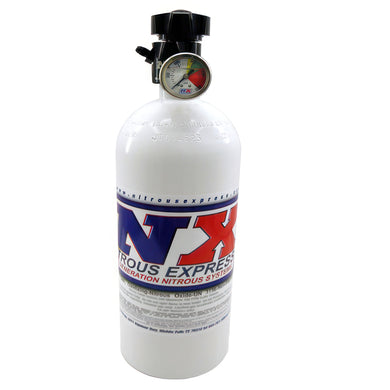 Nitrous Express - 10 LB Bottle w/ Lightning 500 Valve and 4AN Nipple / Includes Pressure Gauge