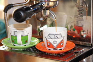 VW Bus 4-Piece Espresso Cup Set with Saucers