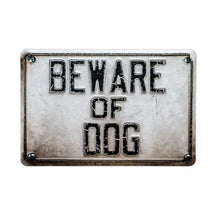 Beware of Dog Metal Sign Distressed