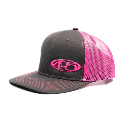 pink with pink logo 405 Snap Back Mesh Hat lids brim flat okc 405 racing farmtruck and azn
