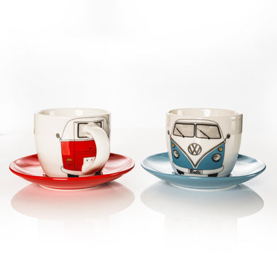 VW Bus 2-Piece Espresso Cup Set with Saucers