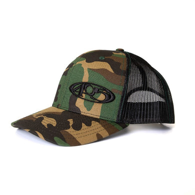 Camo w/ Black 405 Mesh Snap Back Hat