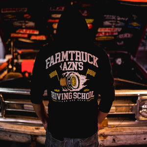 farmtruck and azn streetoutlaws driving school hoodie zipup pullover learnandburn