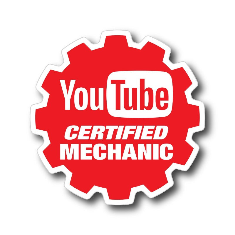 "YouTube Certified Mechanic" 5" Tall Vinyl Sticker - Patriotic Decal For Toolbox / Car / Truck